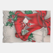 Serviette de cuisine vintage de cloche de vacances (Horizontal)