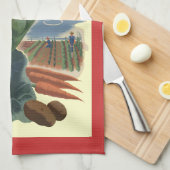 Serviette de cuisine vintage de jardin de victoire (Quart Plié)