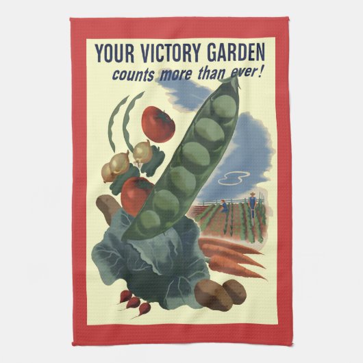 Serviette de cuisine vintage de jardin de victoire (Vertical)