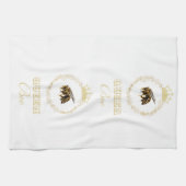 Serviette de cuisine vintage Gold Queen Bee Wreath (Horizontal)