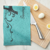 Serviette de cuisine Vintage turquoise (Quart Plié)