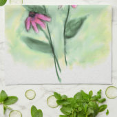 Serviette de cuisine violet à fleur de cône (Plié)