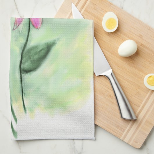 Serviette de cuisine violet à fleur de cône (Quart Plié)