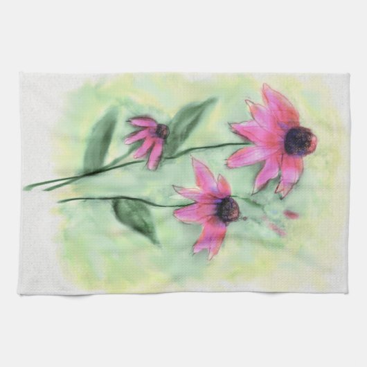 Serviette de cuisine violet à fleur de cône (Horizontal)