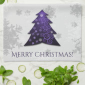 Serviette de cuisine violet Festive Arbre de Noël (Plié)