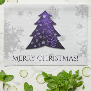 Serviette de cuisine violet Festive Arbre de Noël