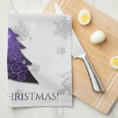 Serviette de cuisine violet Festive Arbre de Noël (Quart Plié)