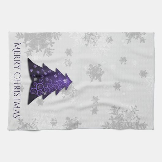 Serviette de cuisine violet Festive Arbre de Noël (Horizontal)