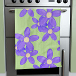 Serviette de cuisine violet Fleurs rétro Vert marg<br><div class="desc">Si vous aimez vos serviettes de cuisine lumineuses,  celle-ci est pour vous. Pourpre et vert !</div>