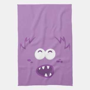 Serviette de cuisine violet Monster Face