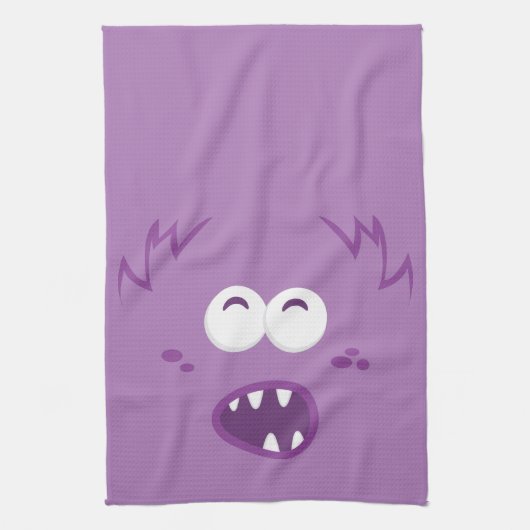 Serviette de cuisine violet Monster Face (Vertical)