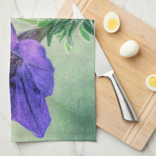 Serviette de cuisine violet peint Petunia (Quart Plié)