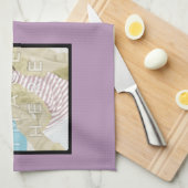 Serviette de cuisine violette faite sur commande (Quart Plié)