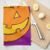 Serviette de cuisine violette Jack o' Lantern (Quart Plié)