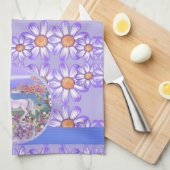 Serviette de cuisine violette Paradise (Quart Plié)
