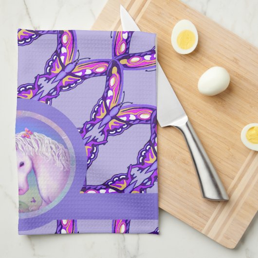 Serviette de cuisine violette Paradise (Quart Plié)