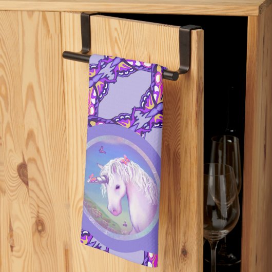 Serviette de cuisine violette Paradise (Pliage en tiers)