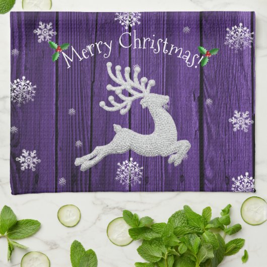 Serviette de cuisine violette Rustique Reindeer de (Plié)