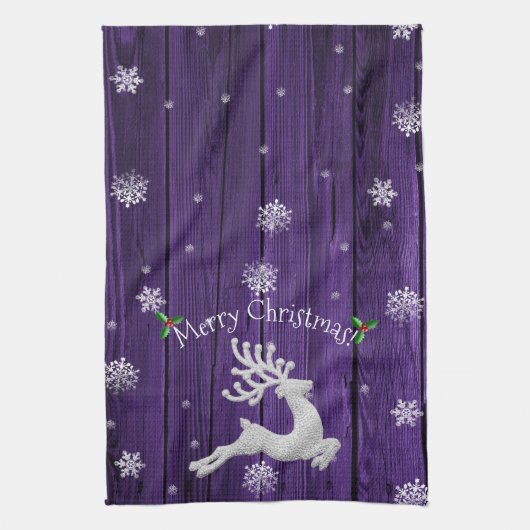 Serviette de cuisine violette Rustique Reindeer de (Vertical)
