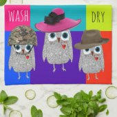 Serviette de cuisine Whimsical et Cute Wise Owl (Plié)