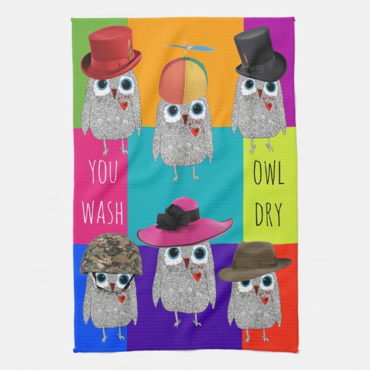 Serviette de cuisine Whimsical et Cute Wise Owl (Vertical)