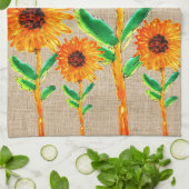 Serviette de cuisine Whimsical Yellow Sunflowers e (Plié)