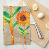 Serviette de cuisine Whimsical Yellow Sunflowers e (Quart Plié)