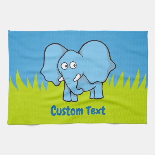 Serviette de dessin d'éléphant bleu (Horizontal)