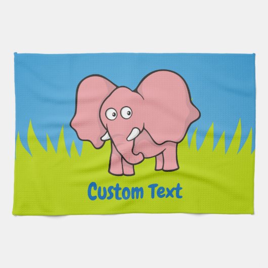 Serviette de dessin d'éléphant rose (Horizontal)
