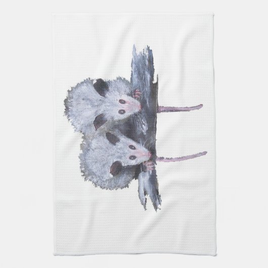 Serviette de "deux opossums" (Vertical)