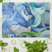 Serviette de fête dauphins et sirène (Plié)