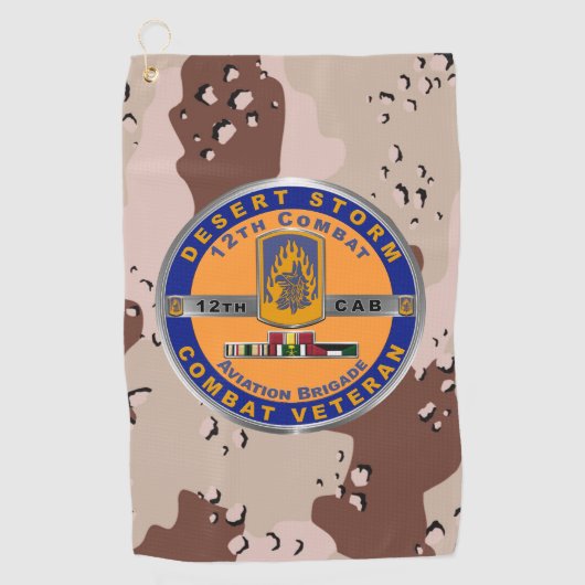 Serviette De Golf 12e Brigade d'aviation de combat vétéran de Desert (Devant)