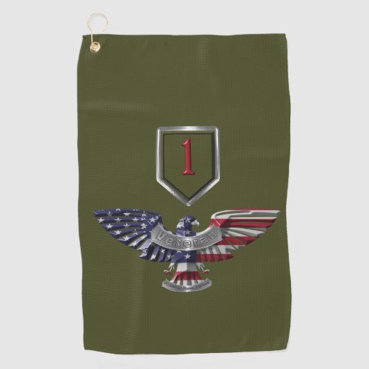 Serviette De Golf 1re division d'infanterie "Big Red One" Eagle (Devant)