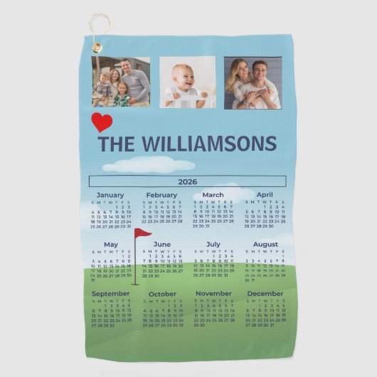 Serviette De Golf 2026 Photo Calendar Golf Theme (Devant)