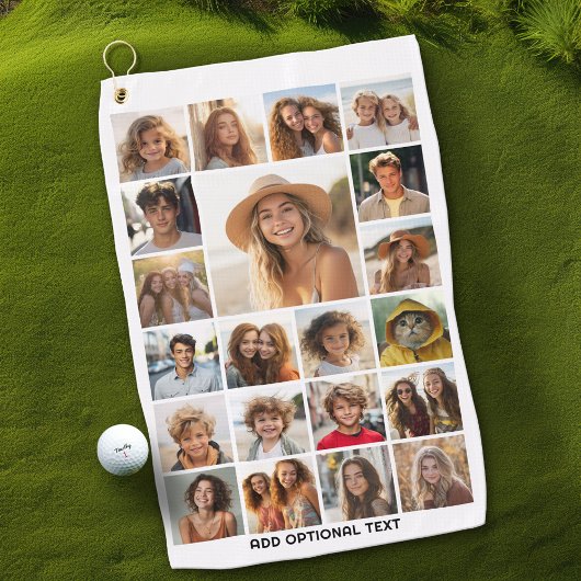 Serviette De Golf 21 Collage photo - Texte personnalisé - noir et bl