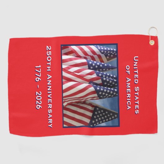 Serviette De Golf 250e anniversaire USA Patriotic American Flags (Horizontal)
