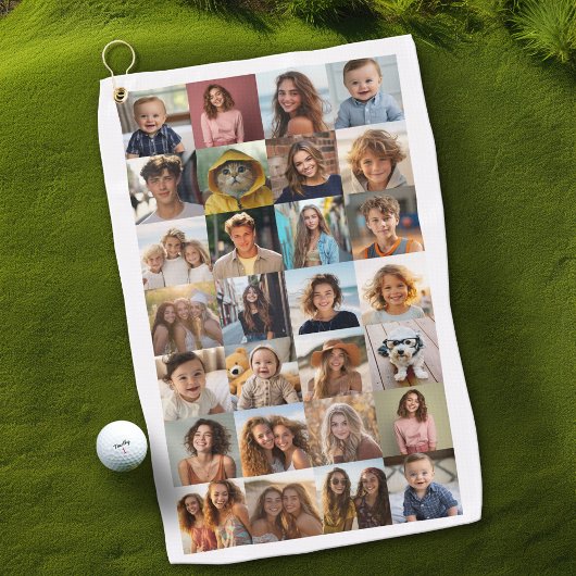 Serviette De Golf 28 Collage de photos - Texte personnalisé - noir e