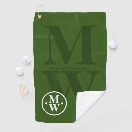 Serviette De Golf 2 lettres personnalisées verticales Monogramme ver (En situation)
