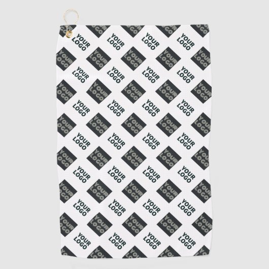 Serviette De Golf 2 Logo à répétition diagonale | Blanc (Devant)