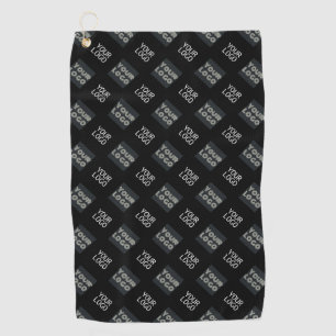 Serviette De Golf 2 Logo à répétition diagonale Noir