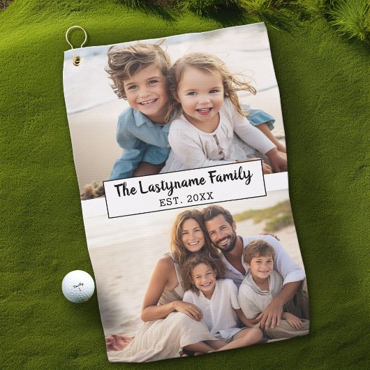 Serviette De Golf 2 Photo Collage Nom de famille - Photos horizontal