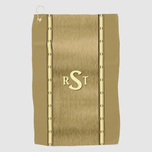 Serviette De Golf 3 Lettre initiale Monogramme Brossé Crème Tan Brow (Devant)