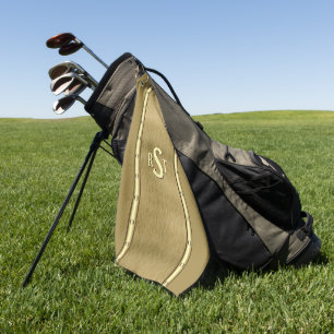 Serviette De Golf 3 Lettre initiale Monogramme Brossé Crème Tan Brow