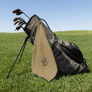 Serviette De Golf 3 Lettre Monogramme Beige Brown initial look