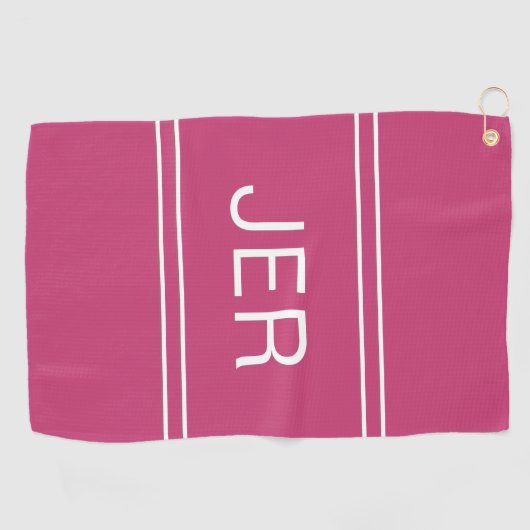 Serviette De Golf 3 lettres initiales Monogramme Hot rose Golfer's B (Horizontal)