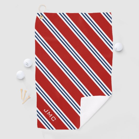 Serviette De Golf 3 lettres Monogramme Bleu et Rouge (En situation)