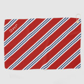Serviette De Golf 3 lettres Monogramme Bleu et Rouge (Horizontal)