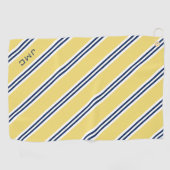 Serviette De Golf 3 lettres Monogramme rayures jaune et bleu (Horizontal)