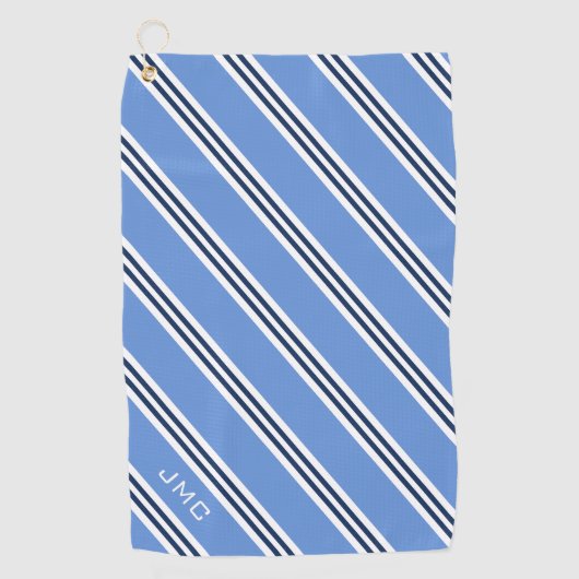 Serviette De Golf 3 lettres Monogrammes Bleus rayures (Devant)