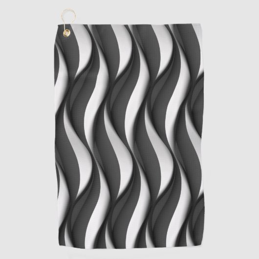Serviette De Golf 3 Motif noir et blanc ondulé Dimensional (Devant)